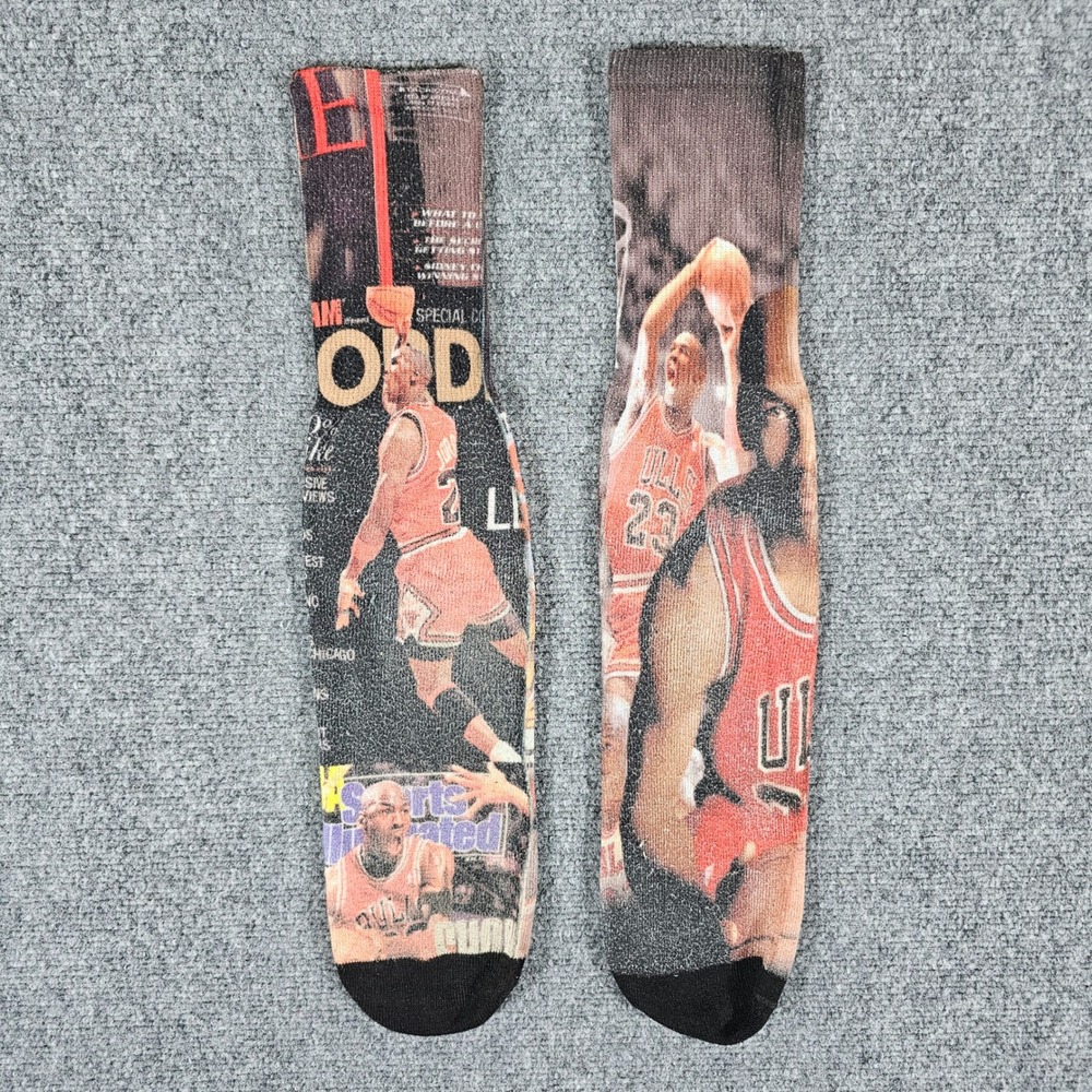 Michael Jordan AOP All Over Socks MJ Chicago Bulls NBA Crew Socks Men's One Size